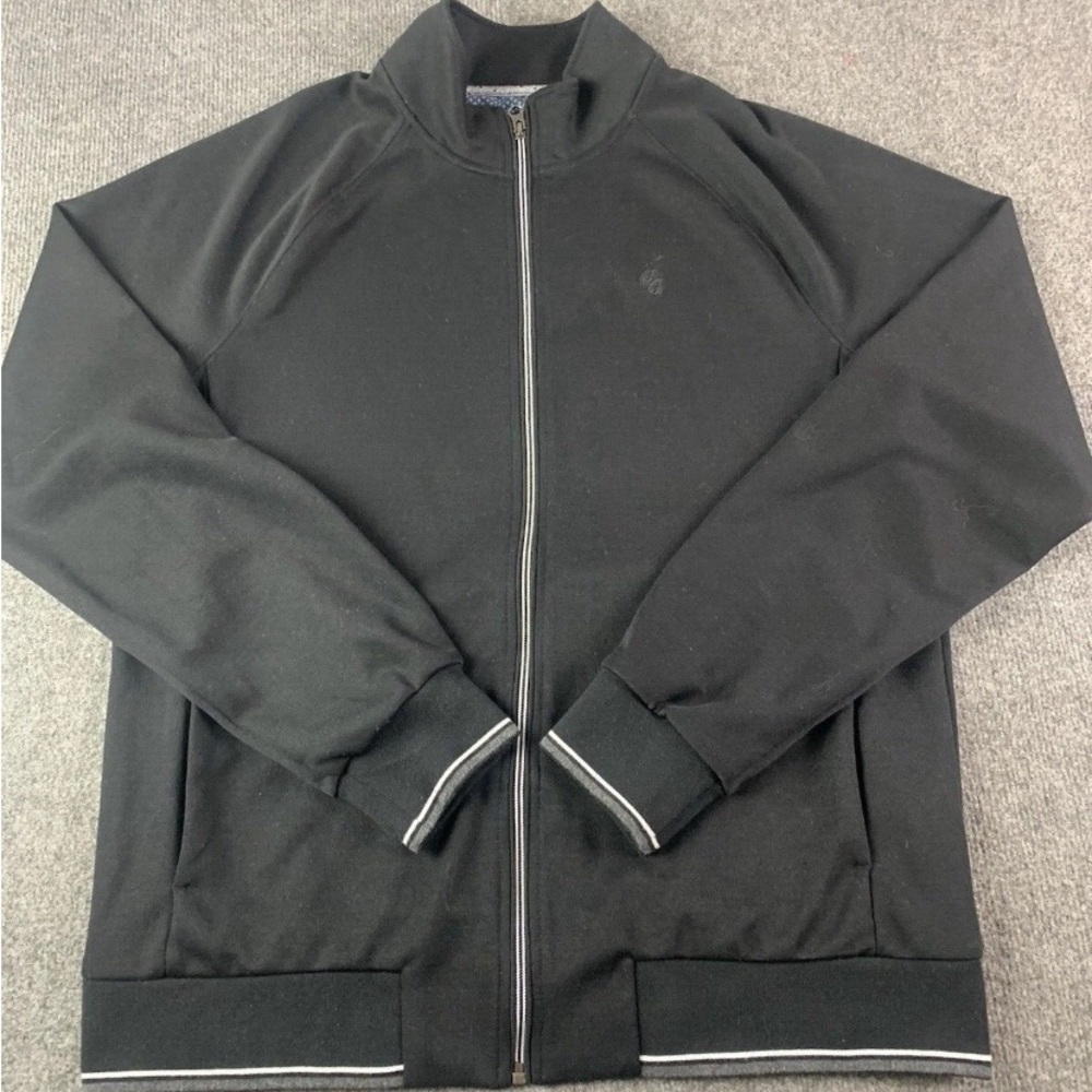 Robert Graham Mens Full Zip Long Sleeve Jacket Size L Black/White